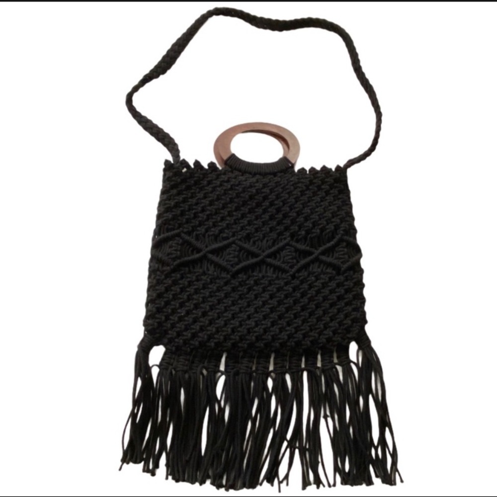 NWT Danielle Nicole Fringe Macrame Crossbody Bag